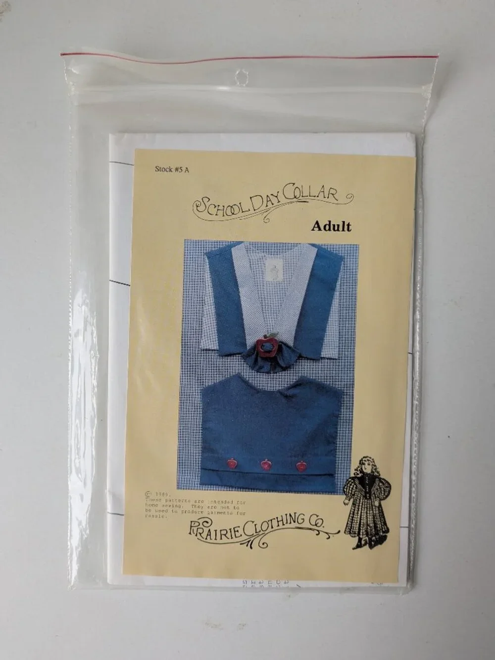5/$15 Prairie Clothing Co School Day Collar Pattern Adult Uncut 1989 Costume